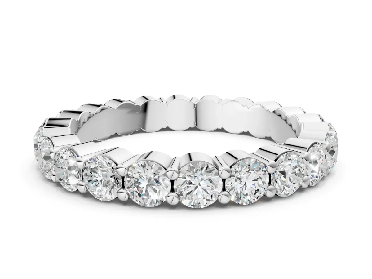 Round Diamond Eternity Band with U-Prong Setting Silver