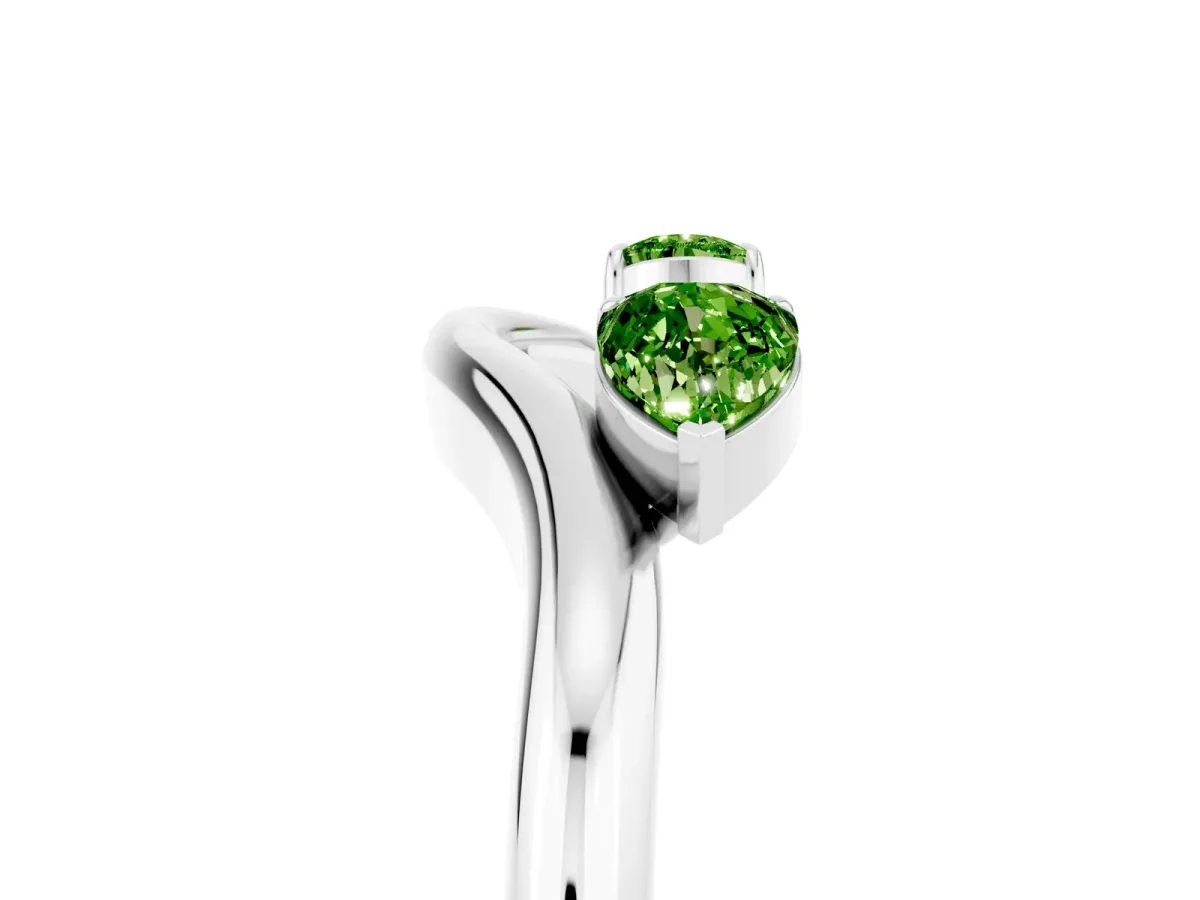 Pear Cut Peridot Two-Stone Open Band Ring with Prong Setting White gold