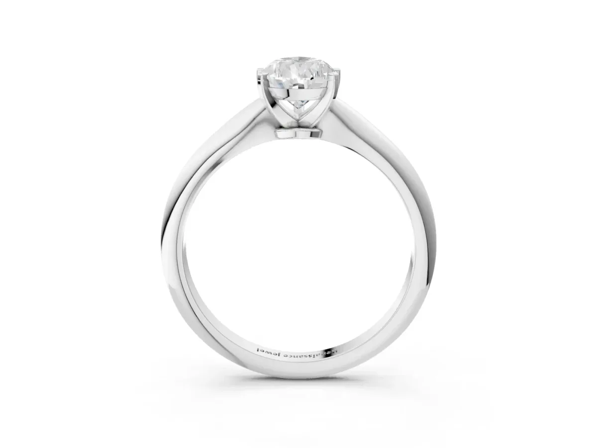 Pear Cut Diamond Solitaire Engagement Ring with Classic Band and Four-Prong Setting Silver