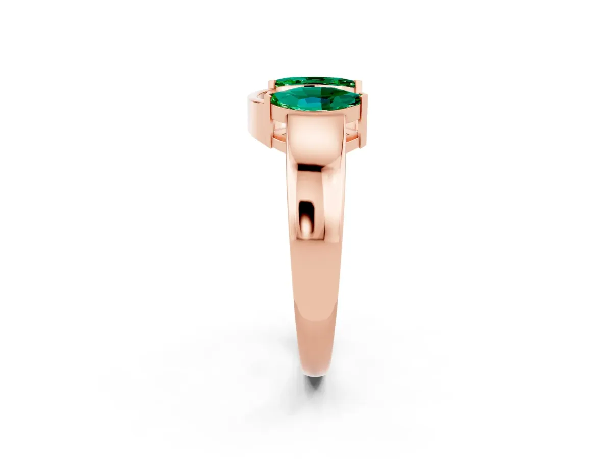Marquise Emerald Open Band Ring with Tension Setting Rose gold