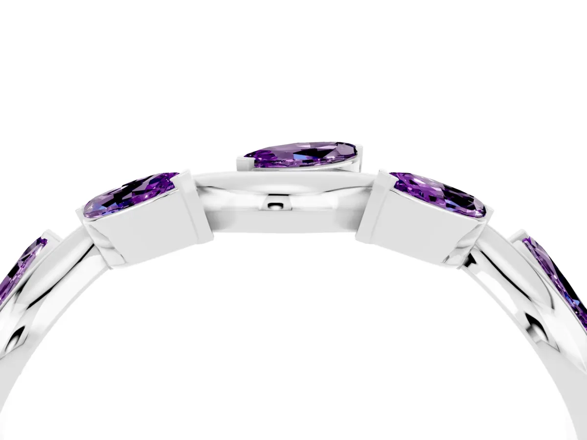 Marquise Amethyst Twisted Band with Prong Setting Silver