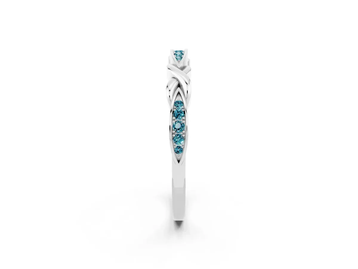 Twisted Marquise Blue Topaz Pavé Band with Shared Prong Setting White gold