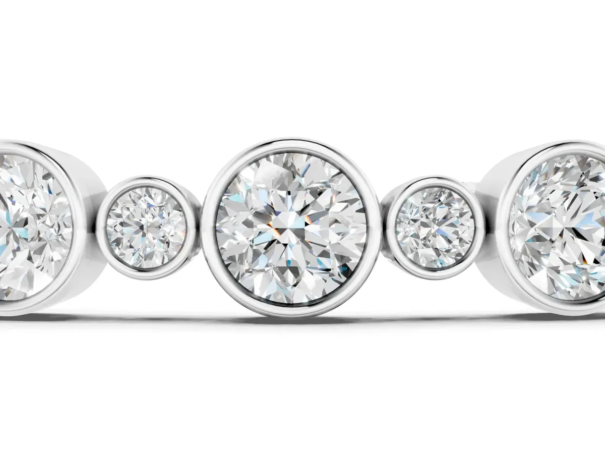Bezel Set Round Diamond Tennis Bracelet with Box Clasp Silver