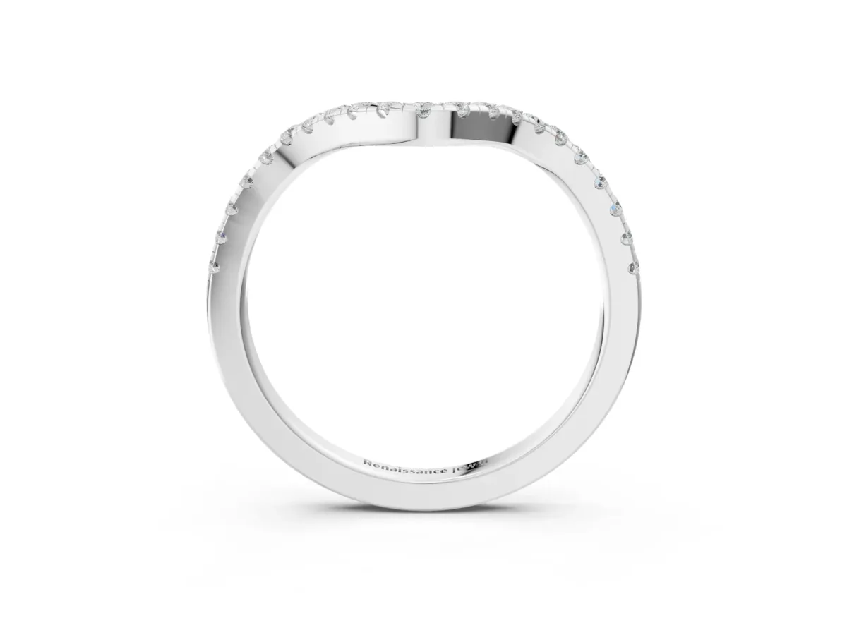 Pavé Round Diamond Infinity Twist Band with Shared Prong Setting Silver
