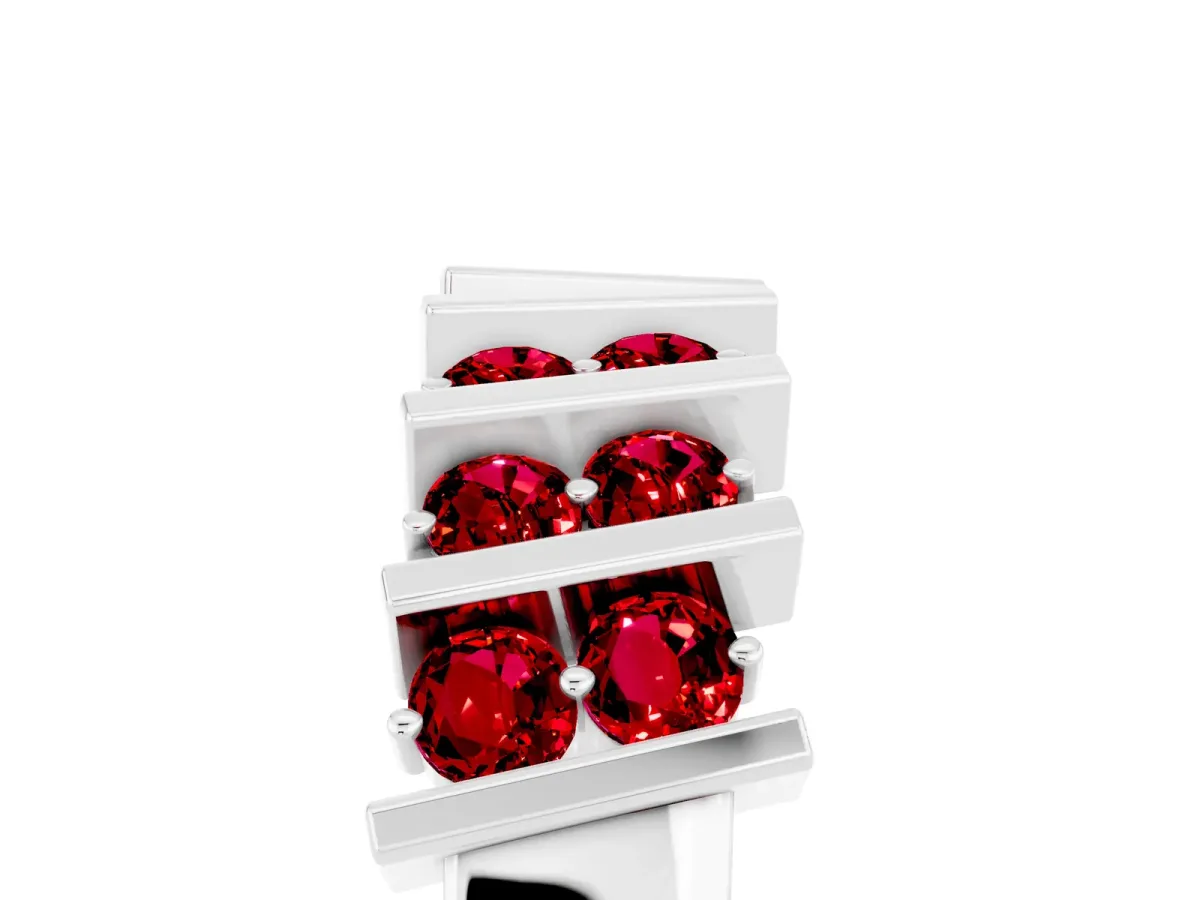 Channel Set Round Ruby Anniversary Band with Vertical Prongs Silver