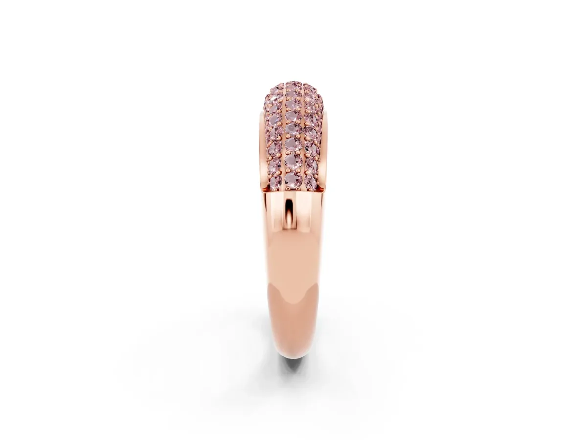 Three-Row Pavé Round Morganite Dome Band Rose gold