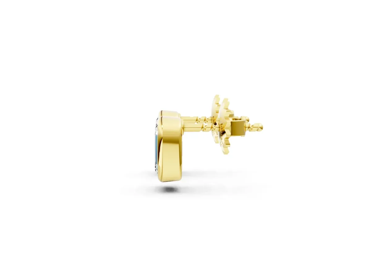 Emerald Diamond Bezel-Set Stud Earrings Yellow gold