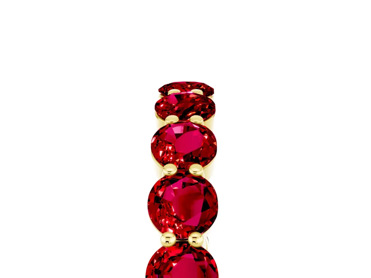 Round Ruby Eternity Band with U-Prong Setting Yellow gold