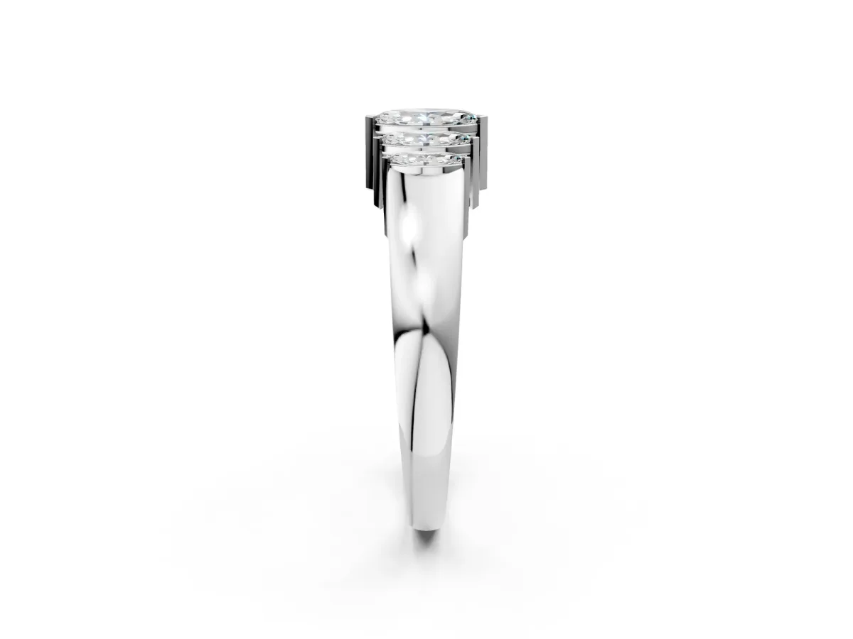 Five-Stone Marquise Diamond Bar Set White Gold Band Silver