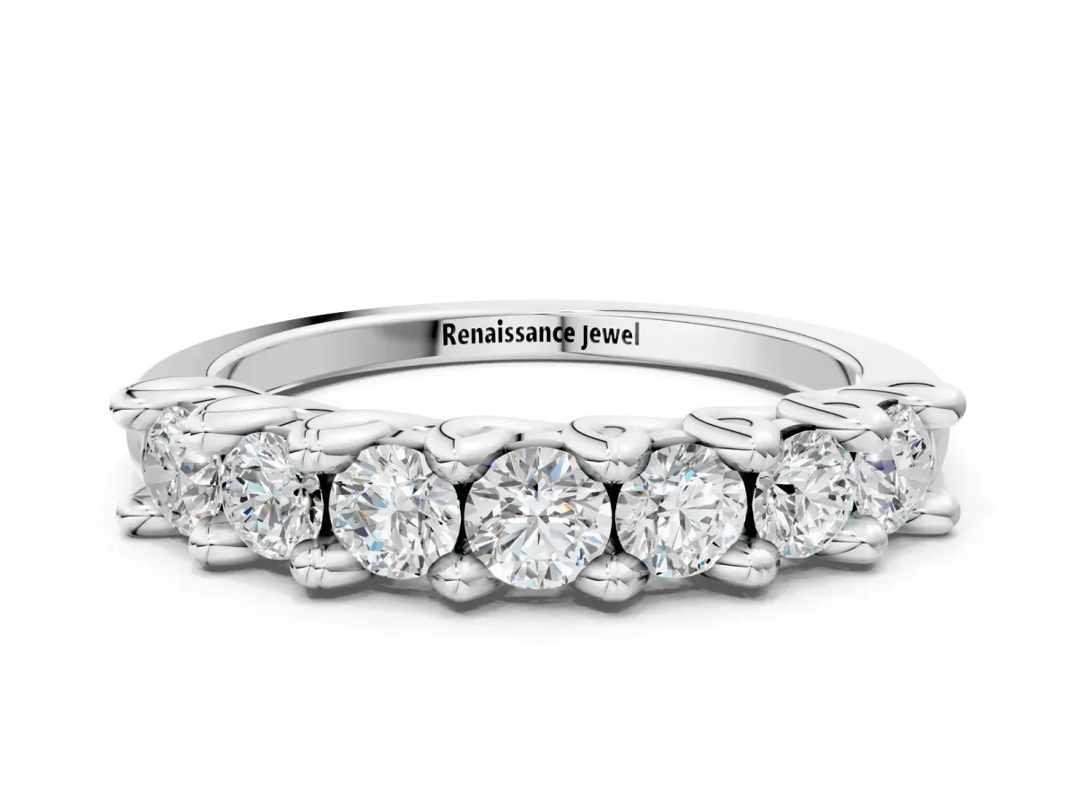 Round Diamond Prong-Set Half Eternity Band Platinum