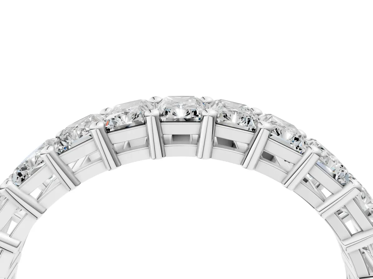 radiant Cut half eternity band with shared prong setting Silver