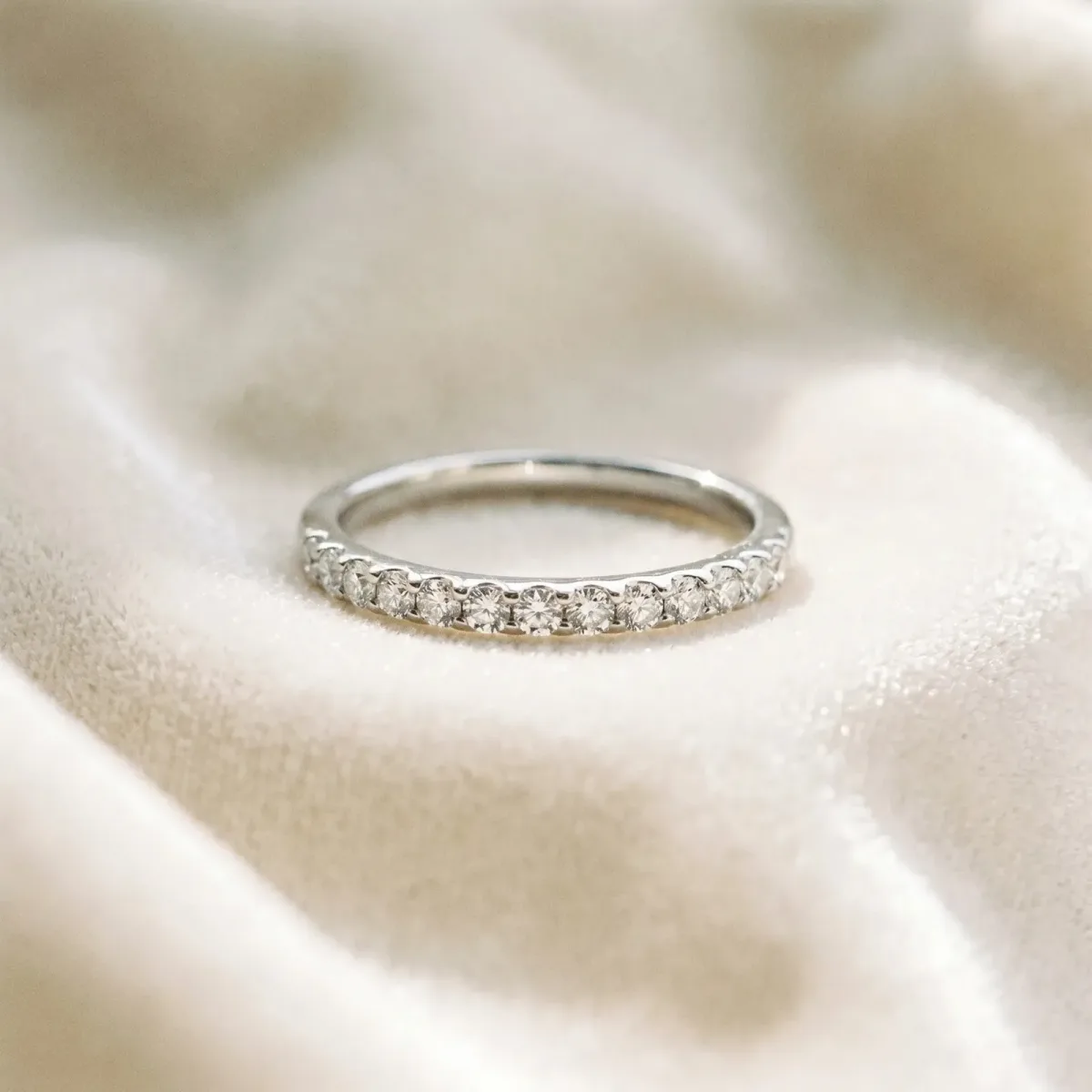 Round Diamond Half Eternity Prong Set Band Platinum