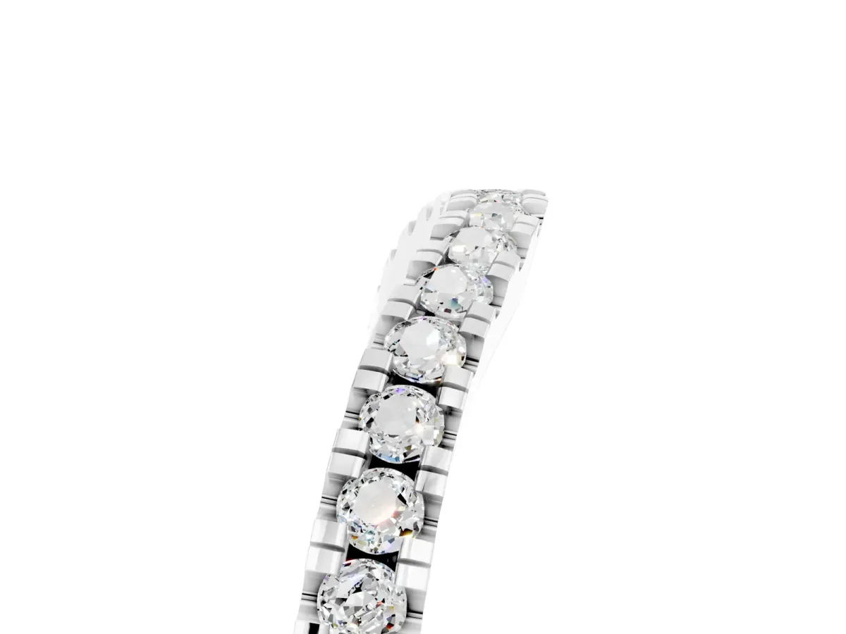 Round Moissanite Pavé Curved Band with Shared Prong Setting Platinum