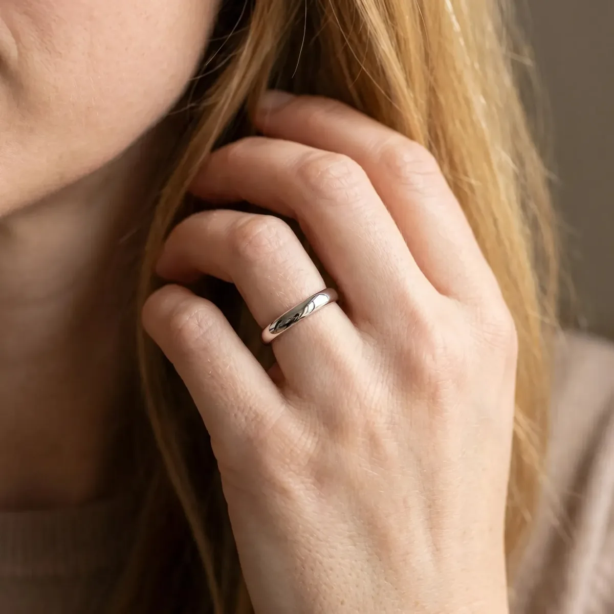Classic Plain Metal Band Silver