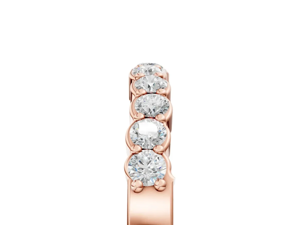 Round Diamond Half-Eternity Band with U-Prong Setting Rose gold