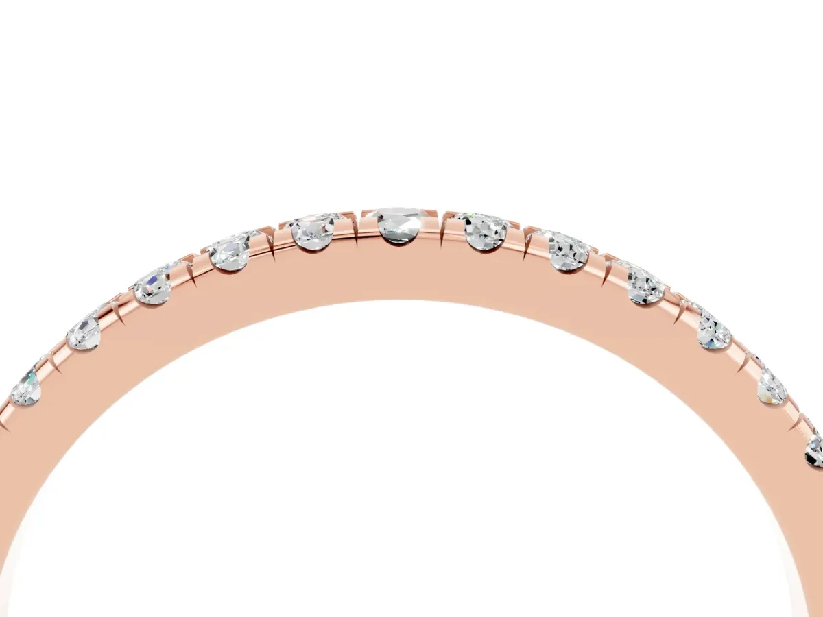 Pavé Round Moissanite Half Eternity Band with Shared Prong Setting Rose gold