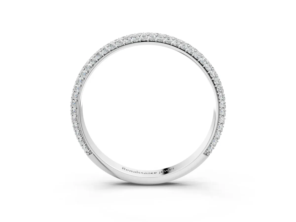 Three-Row Round Diamond Pavé Eternity Band White gold