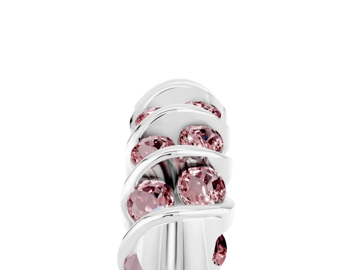 Channel Set Round Morganite Multi-Row Band White gold
