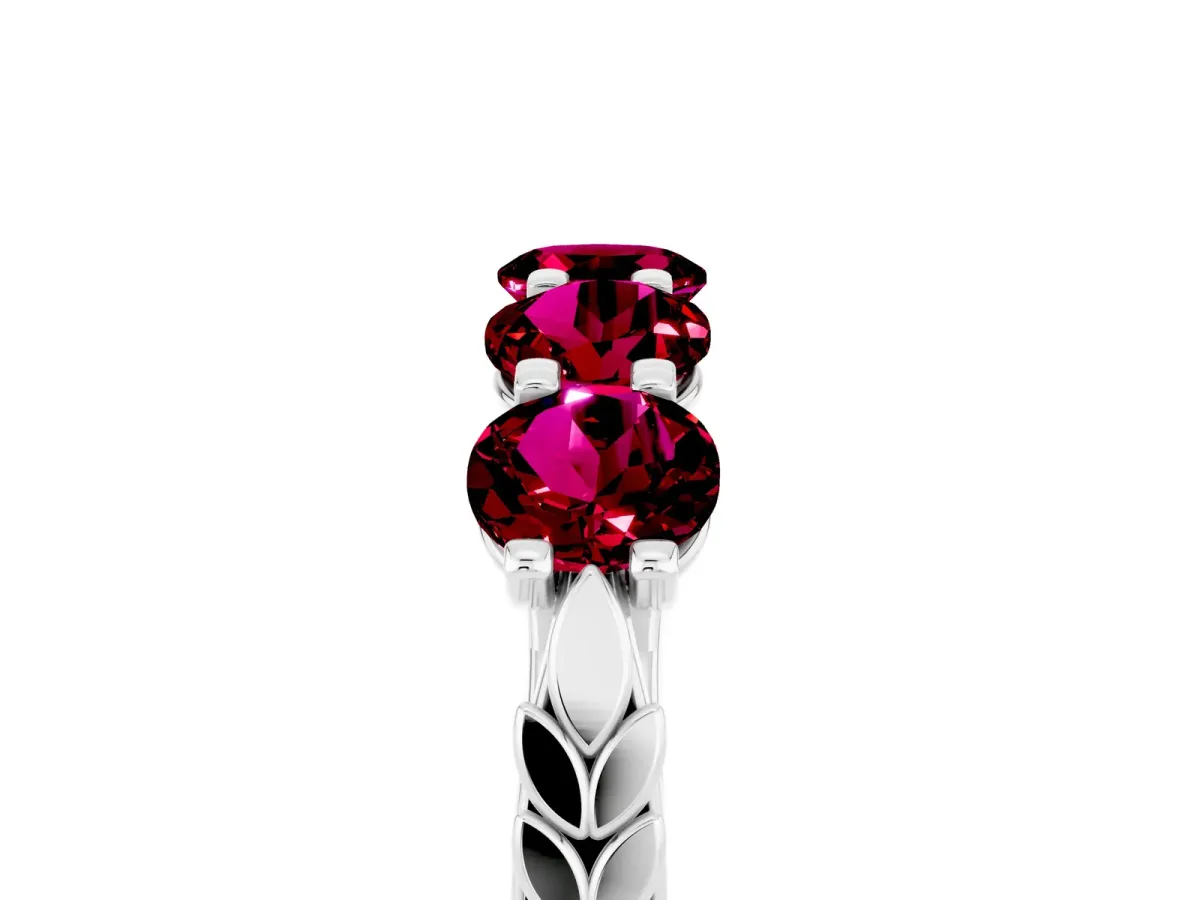 Five-Stone Round Garnet Prong-Set Band Silver