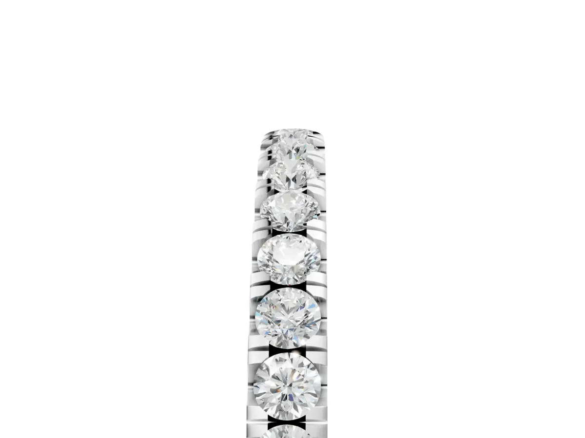 Round Diamond Classic Half Eternity Band with Shared Prong Setting Silver