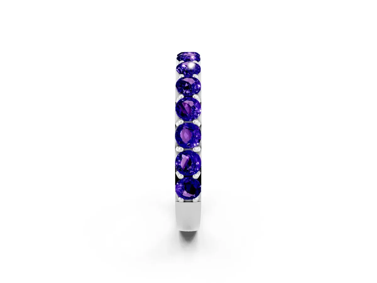Round Tanzanite Half Eternity Band with Classic Prong Setting Silver