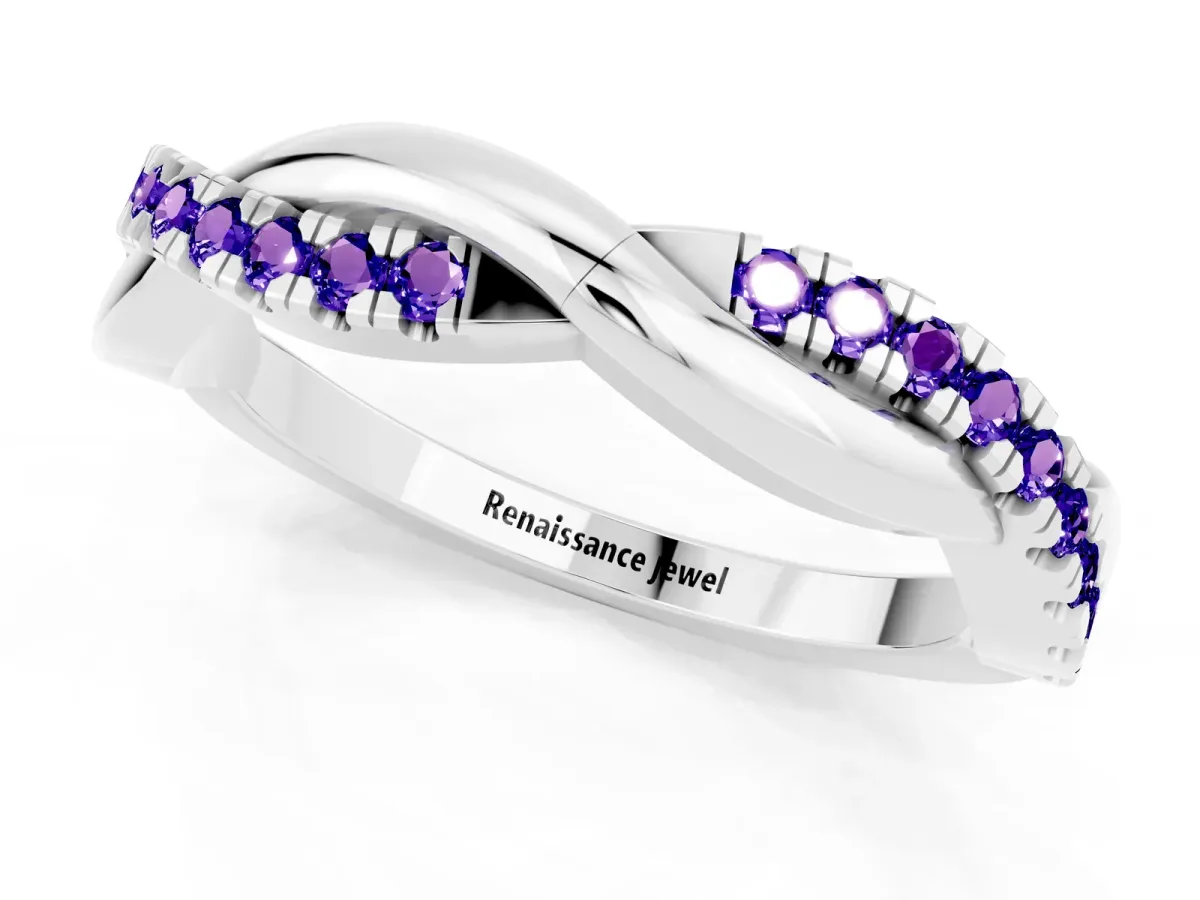 Round Tanzanite Twisted Infinity Band with Prong Setting Platinum