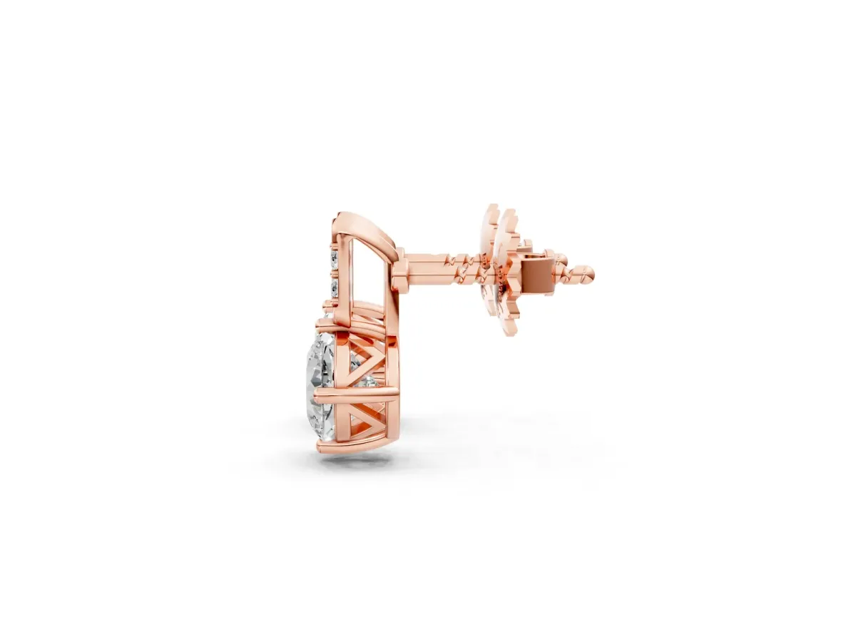 Sideways Cushion Diamond Drop Earrings with Diamond Accent Rose gold