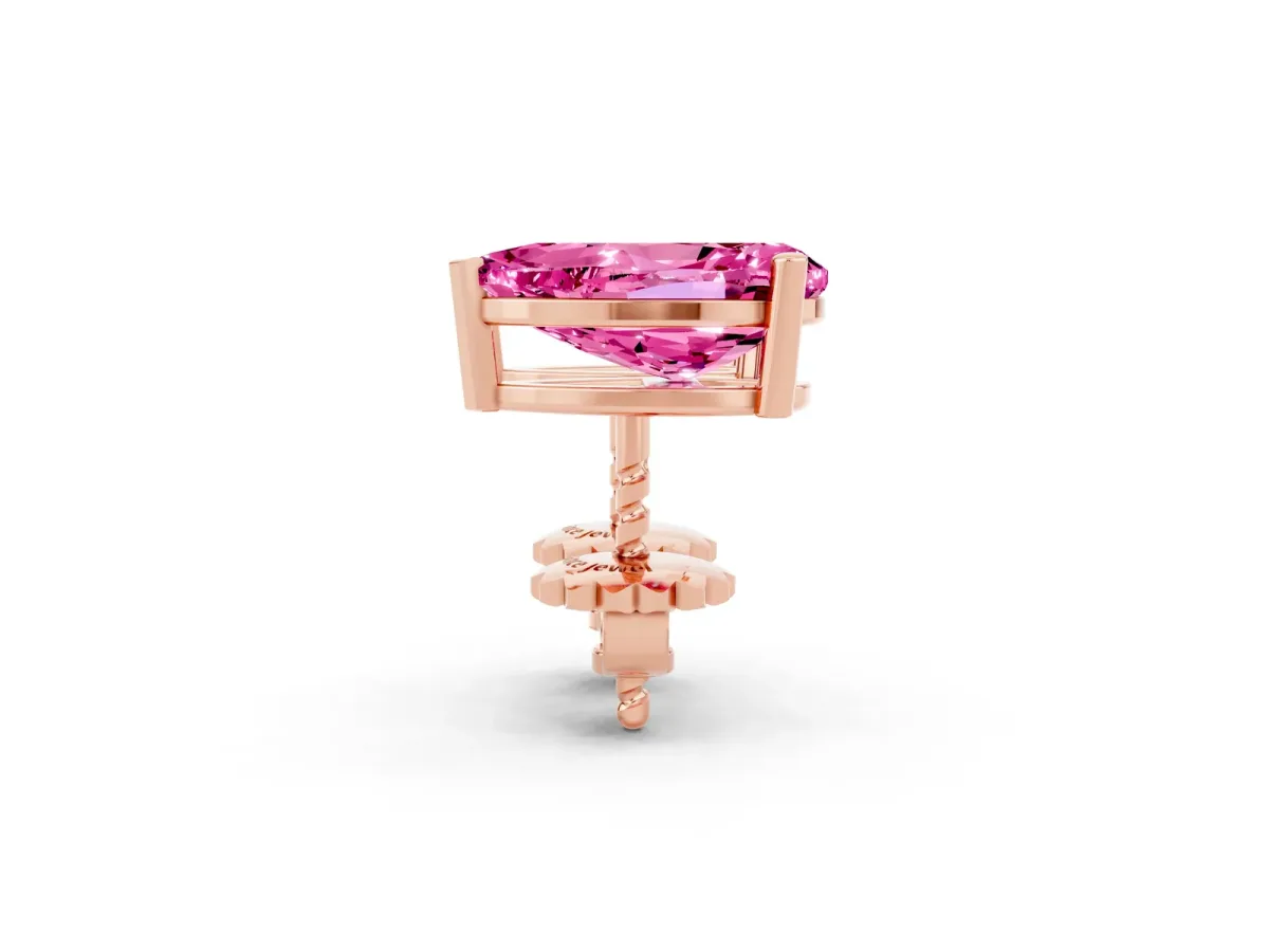 Pear Cut Pink Sapphire Stud Earrings Rose gold