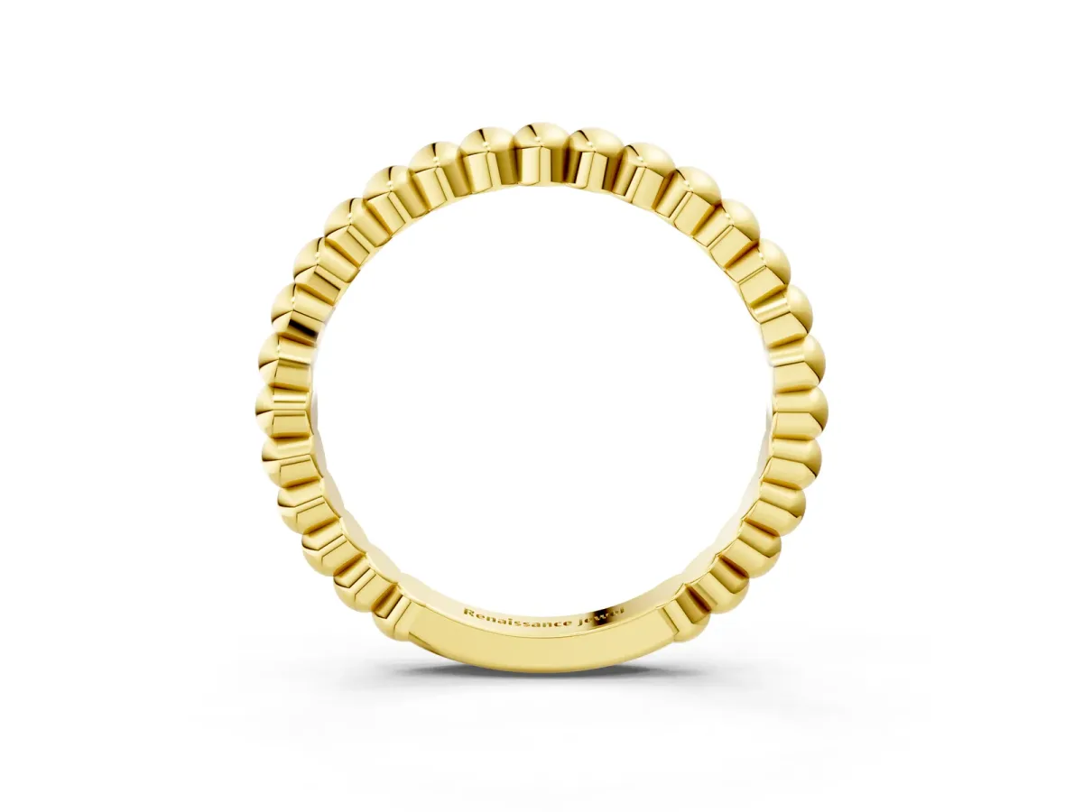 Beaded Round Stone Eternity Band with Bezel Setting Yellow gold