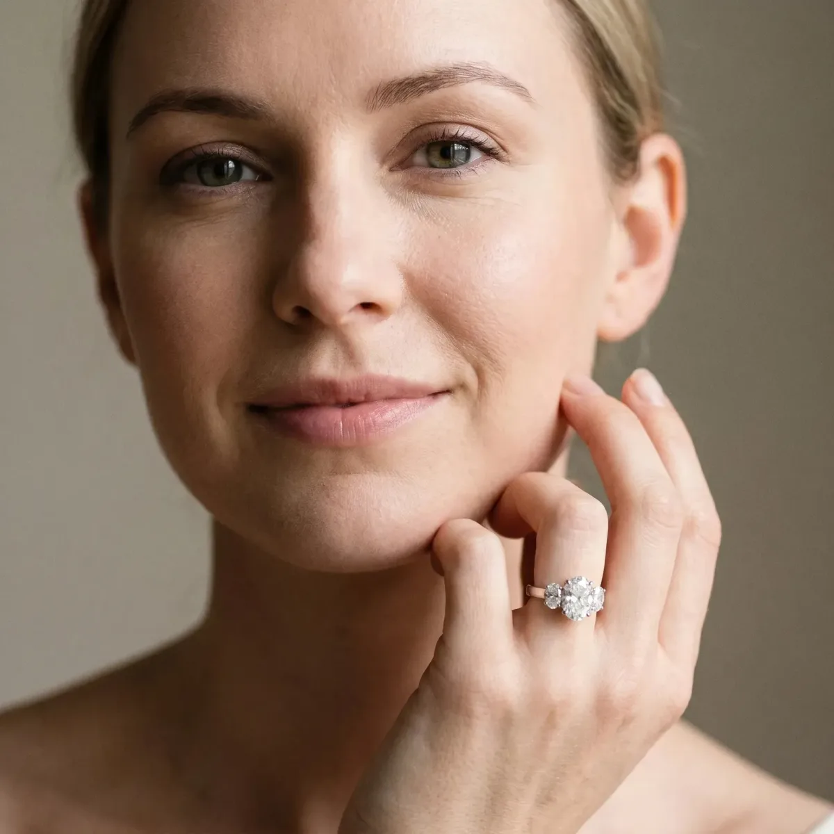 Asscher Cut Three-Stone Diamond Ring with Prong Setting on a Classic Band Platinum
