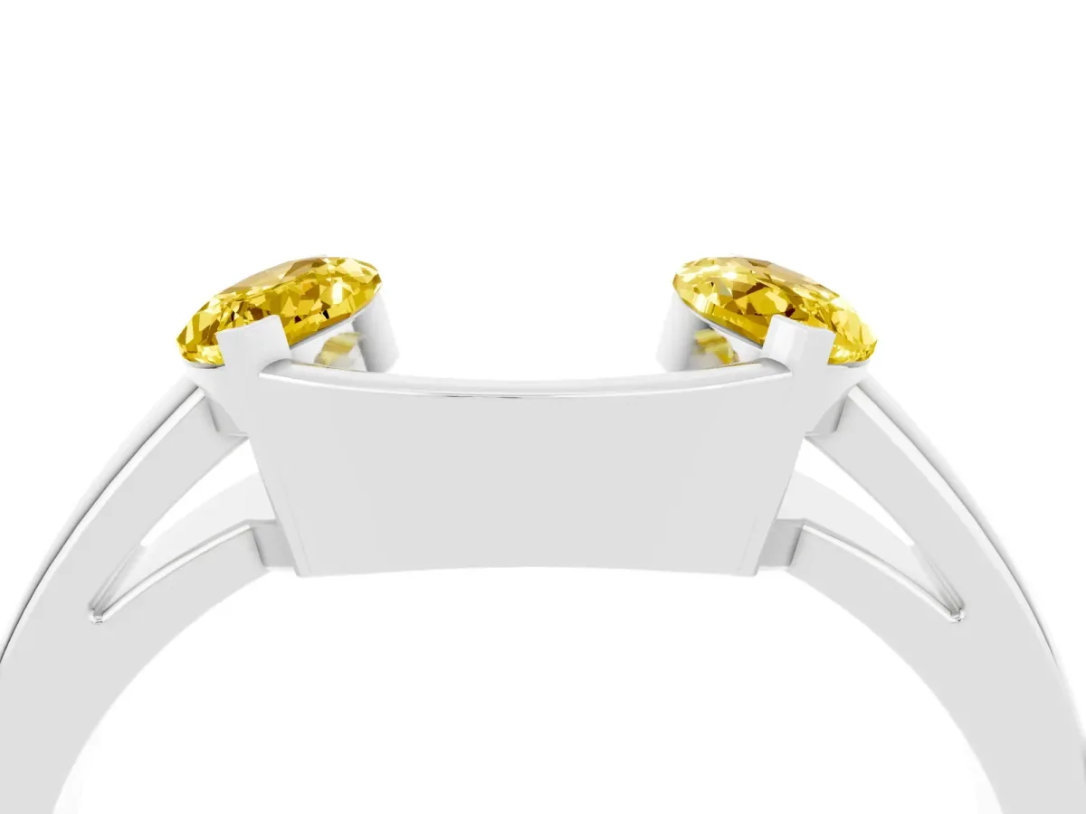 Marquise Yellow Sapphire Open Band Ring with Tension Setting White gold