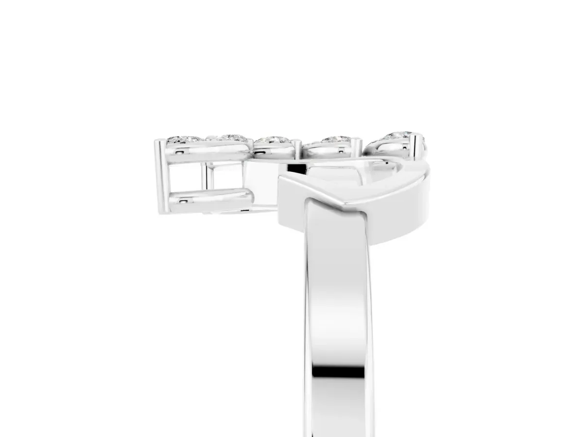 Marquise Moissanite Cluster Bypass Ring with Prong Setting Silver