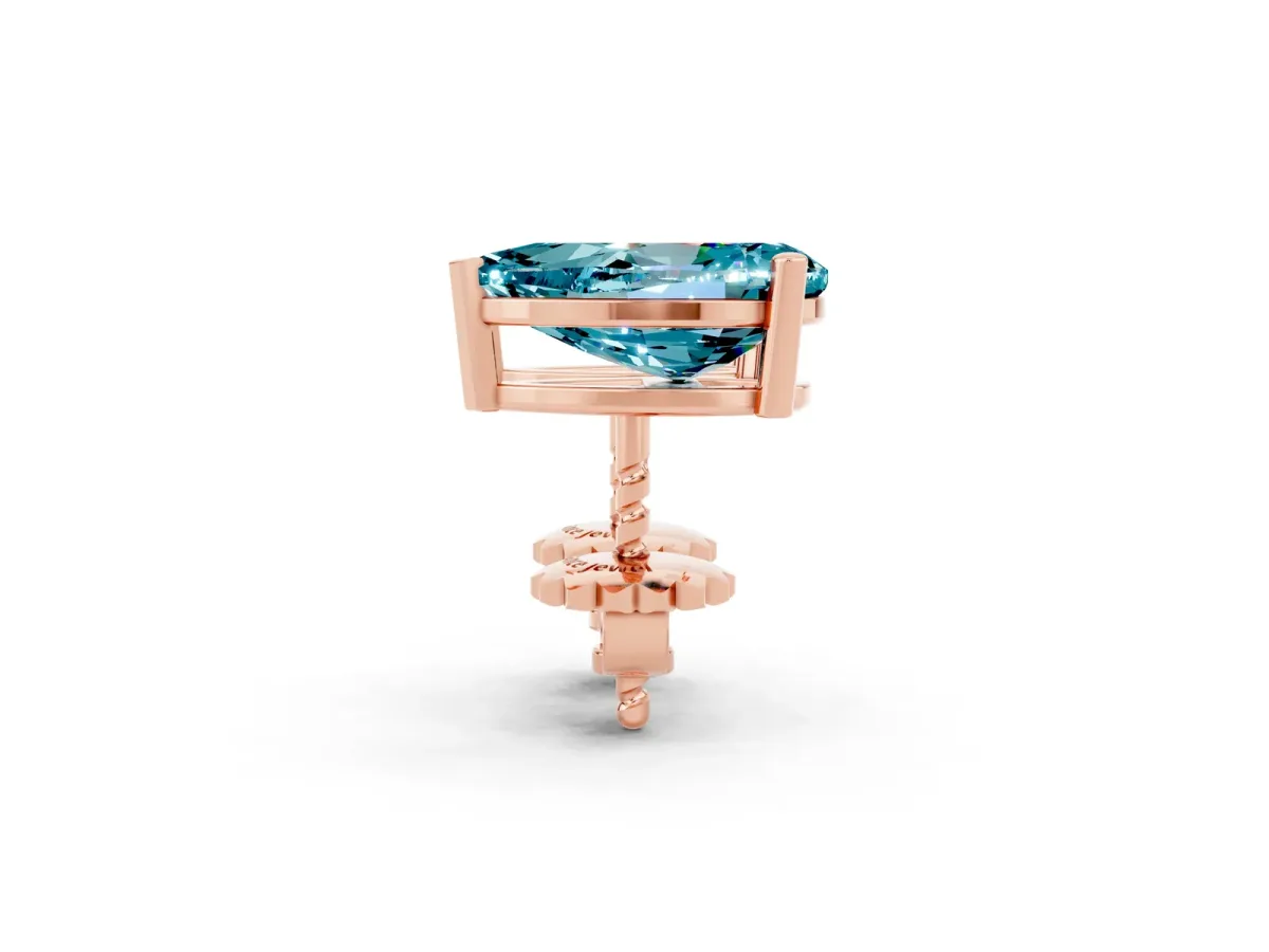 Pear Cut Blue Topaz Stud Earrings Rose gold