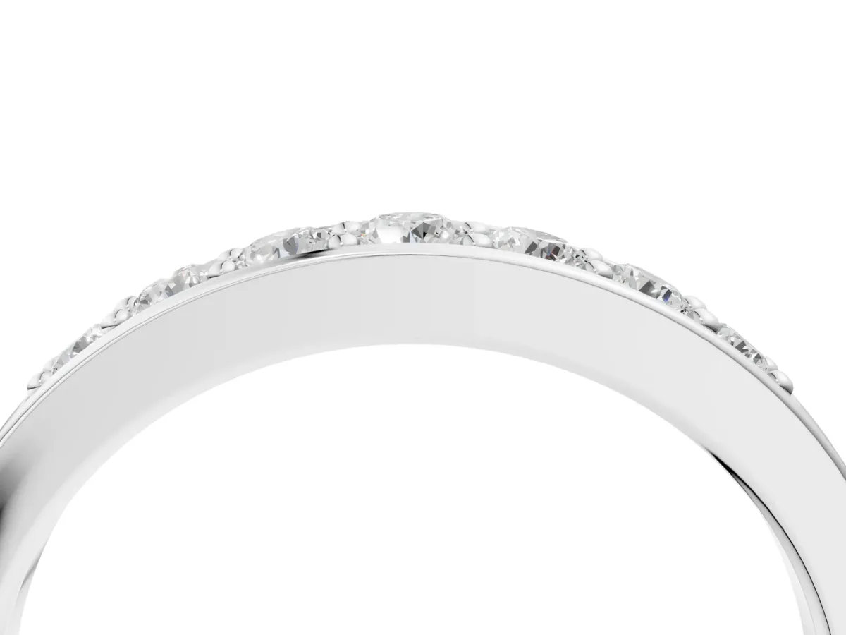 Channel-Set Round Diamond Comfort Fit Band Silver