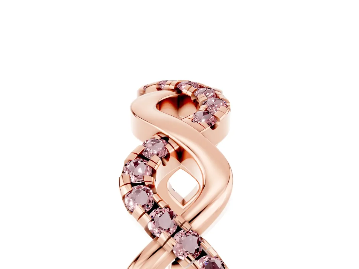Twist Infinity Round Morganite Band with Pavé Setting Rose gold