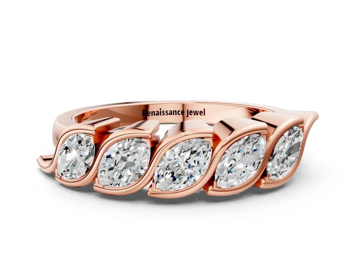 Marquise Diamond Wave Band with Channel Setting Rose gold