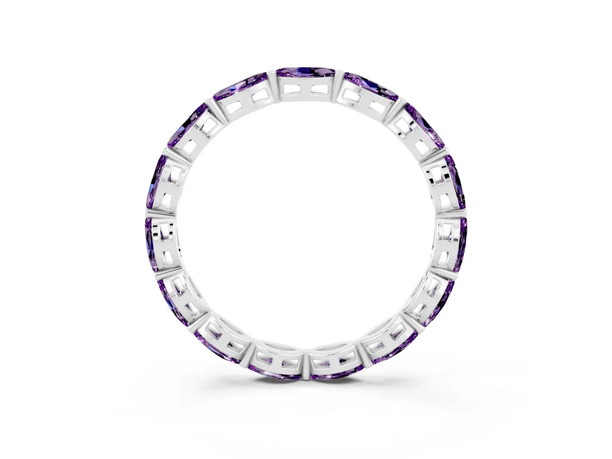 Marquise Amethyst Eternity Band with U-Prong Setting White gold