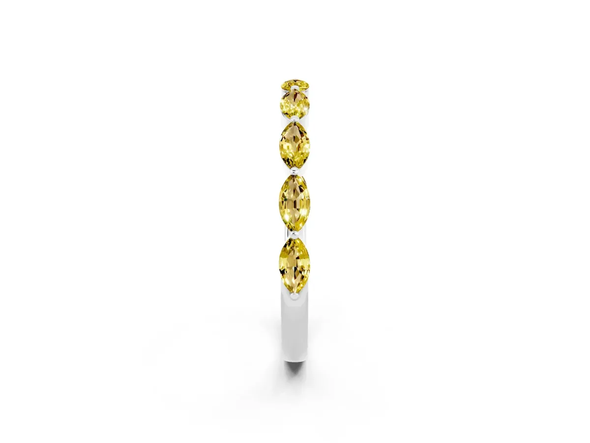 Marquise Yellow Sapphire Half Eternity Band with Prong Setting Silver