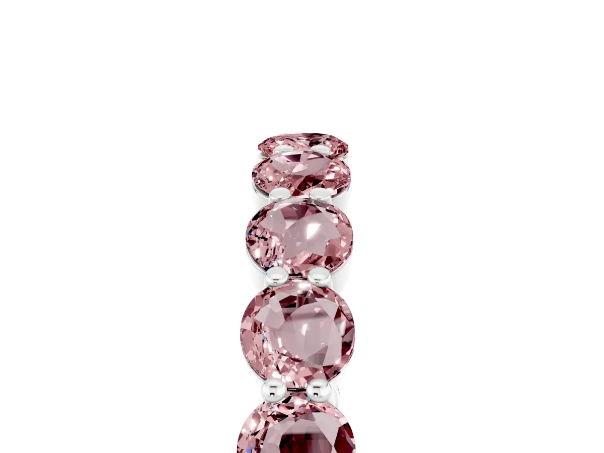 Round Morganite Eternity Band with U-Prong Setting Silver
