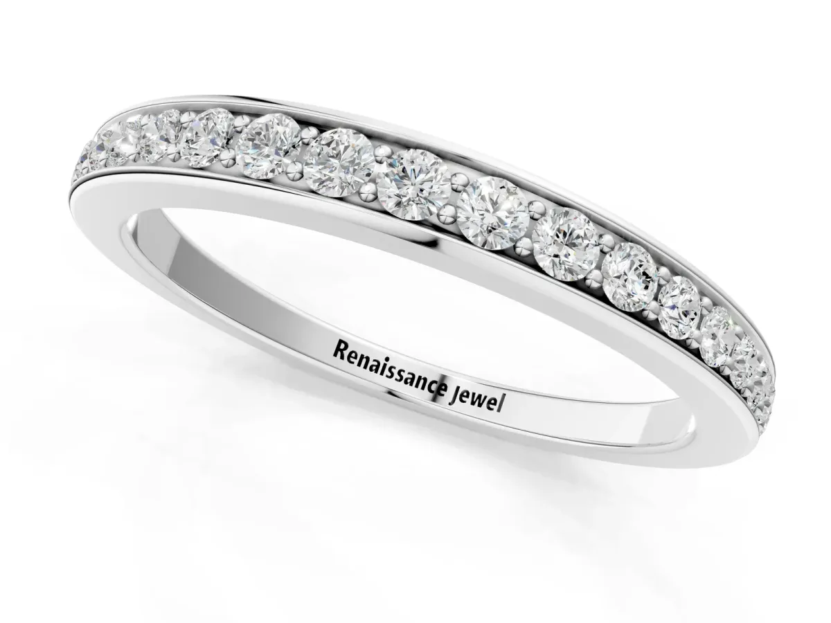 Pavé Round Diamond Eternity Band with Channel Setting White gold