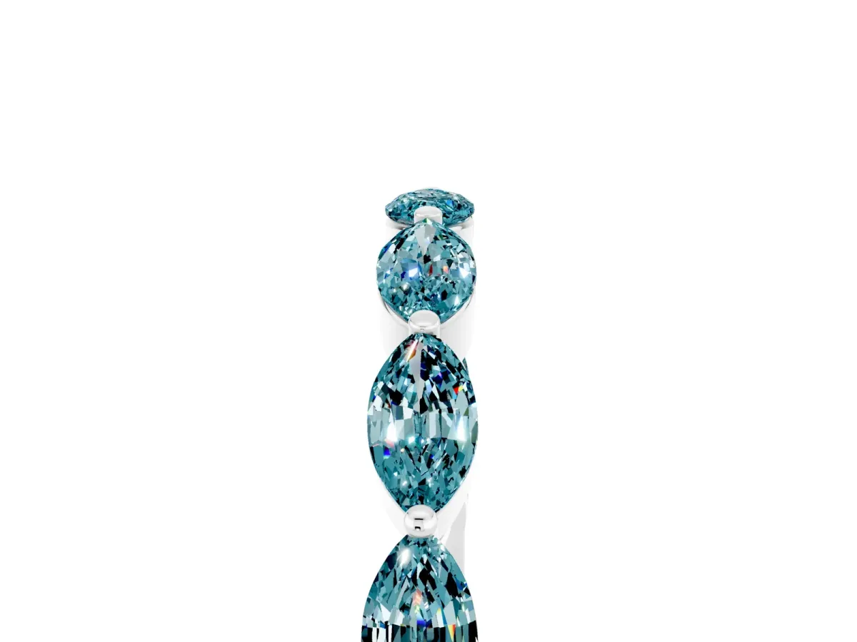 Marquise Blue Topaz Half Eternity Band with Prong Setting Platinum