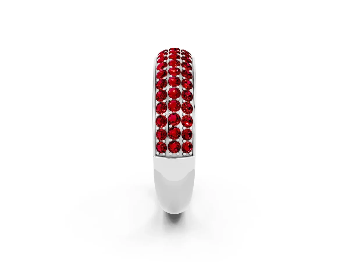 Three-Row Round Ruby Eternity Band with Shared Prong Setting White gold