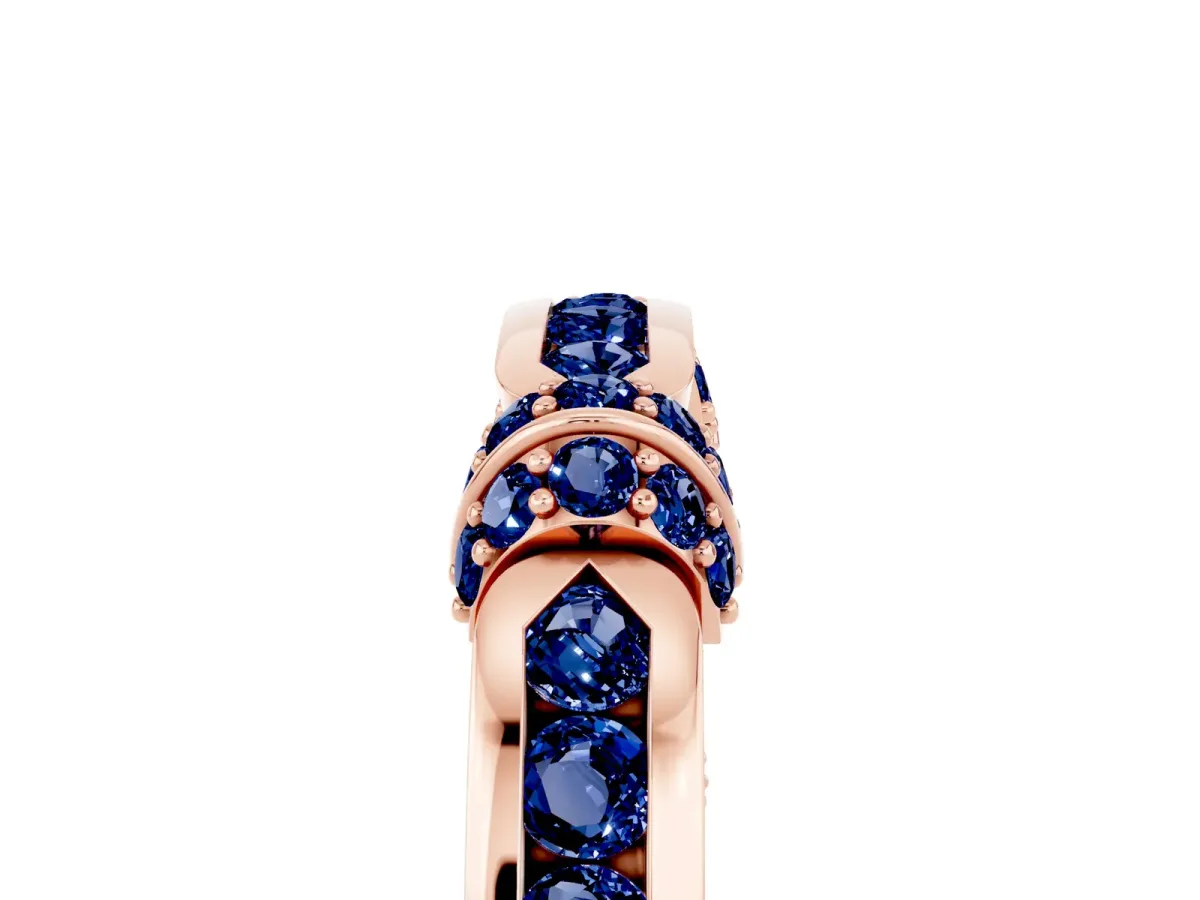 Pavé Round Blue Sapphire Link Band with Bezel Setting Rose gold