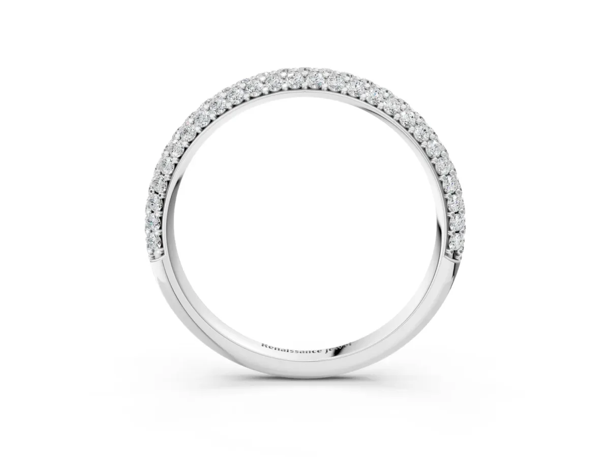 Round Diamond Pavé Eternity Band with Shared Prong Setting Silver