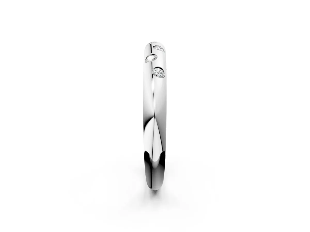 Round Diamond Flush-Set Comfort Fit Band White gold