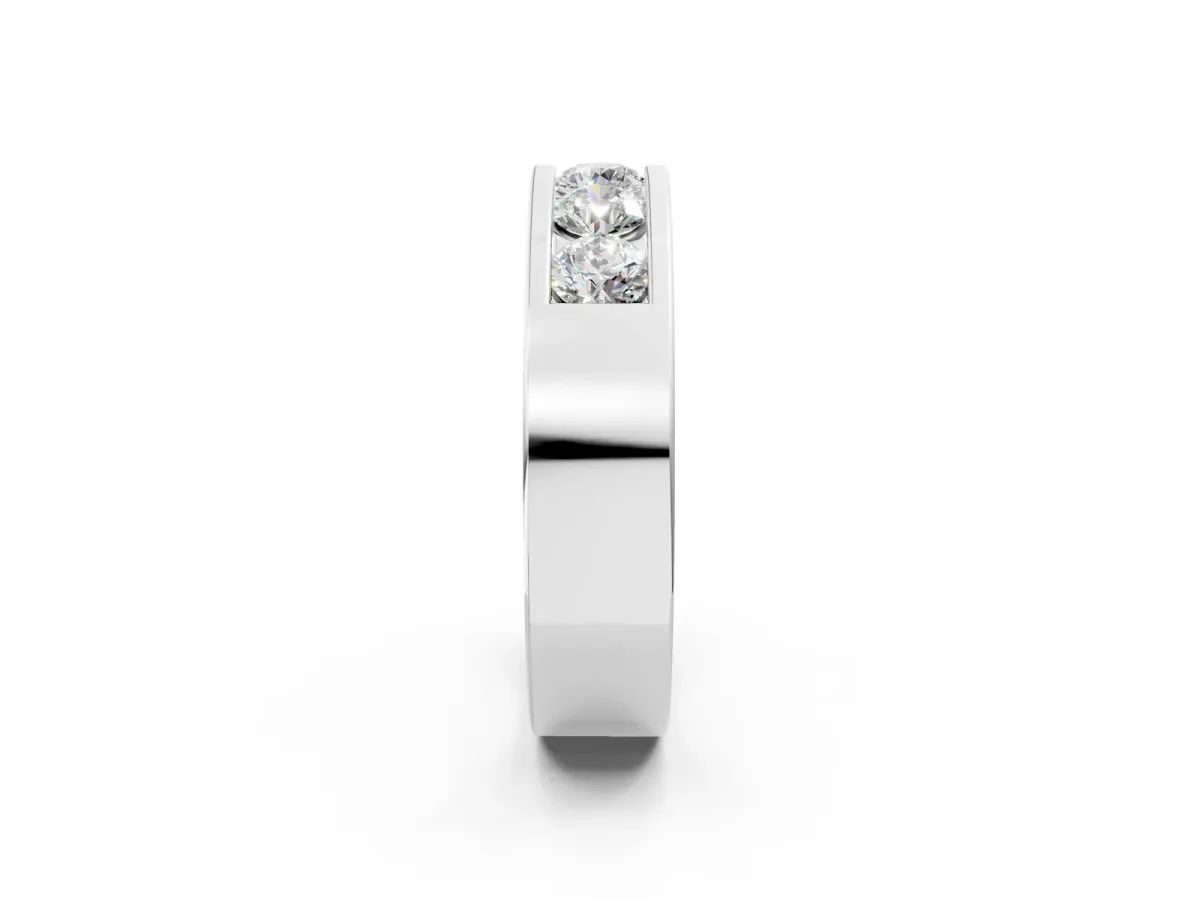 Round Diamond Linear Channel Mens Band Platinum