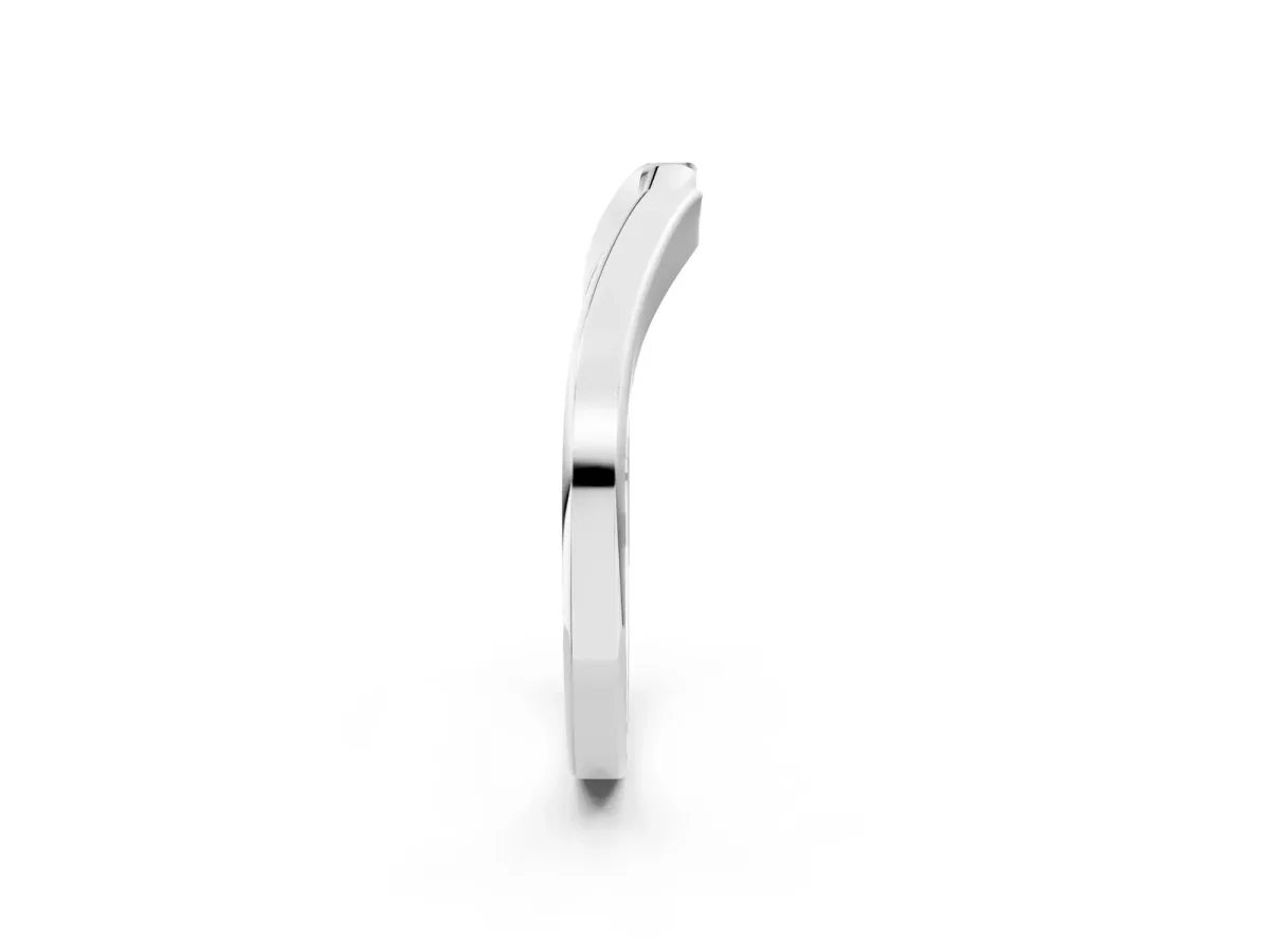 Contoured Solitaire Round Bezel Set Wedding Band Silver