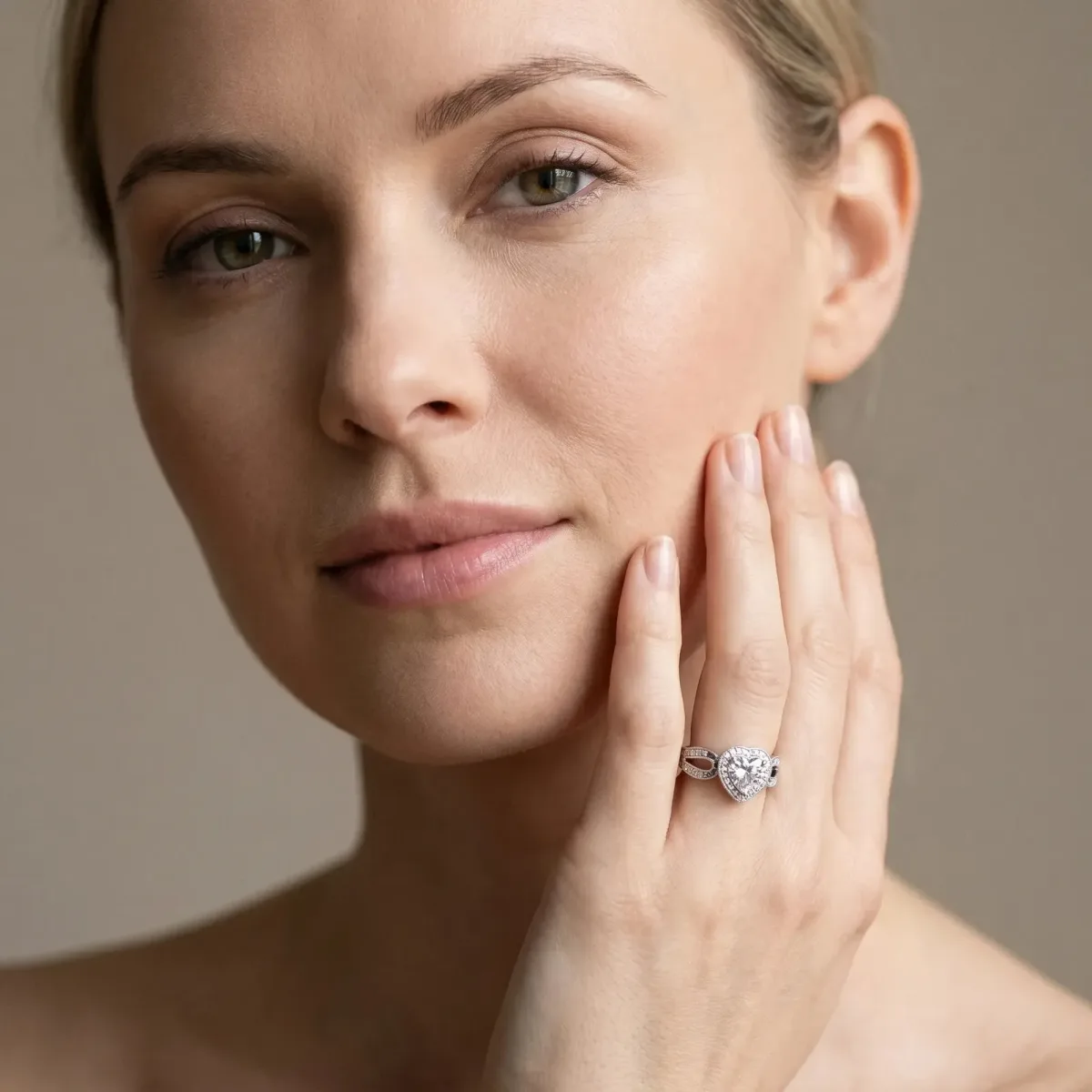 Heart Cut Halo Split Shank Milgrain Diamond Ring Platinum