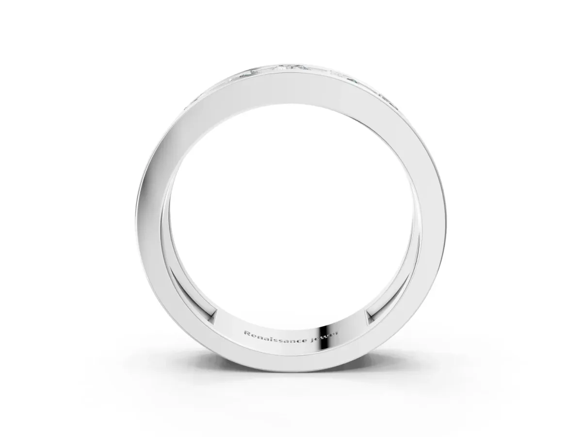Round Diamond Linear Channel Mens Band Platinum