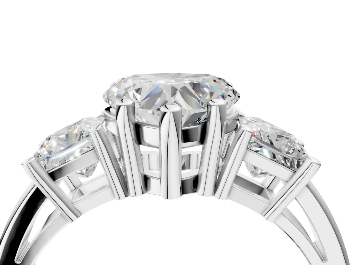 Three-Stone Heart Cut Cut Solitaire Ring with Prong Setting Platinum